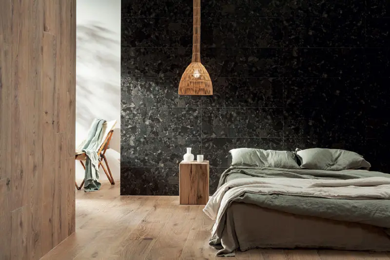 Sypialnia w stylu japandi